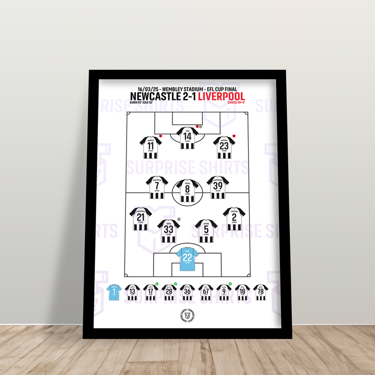 Newcastle 2-1 Liverpool - EFL Cup Winnaars - Speciale Editie Voetbalprint