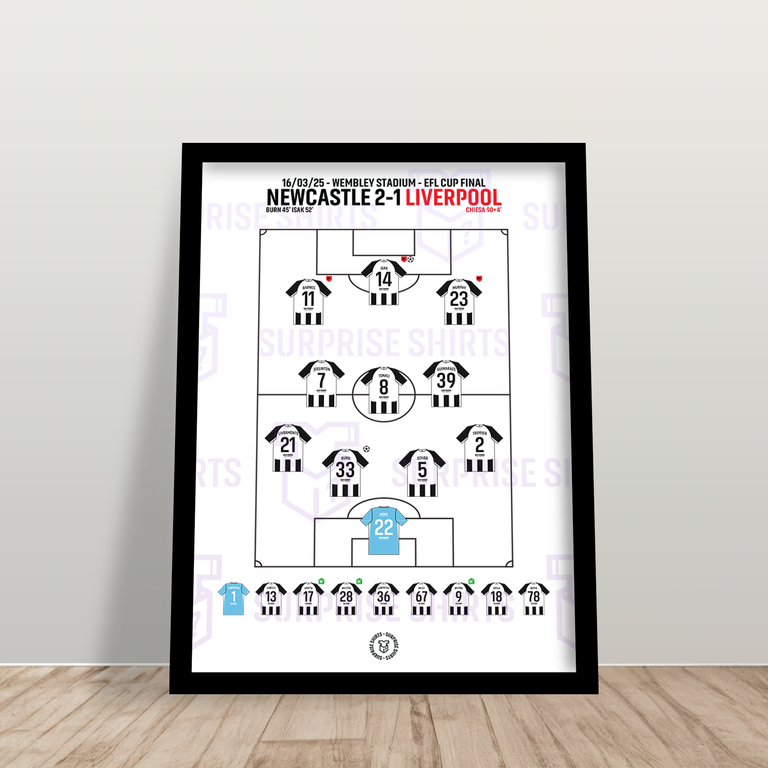 Newcastle 2-1 Liverpool - EFL Cup Winnaars - Speciale Editie Voetbalprint